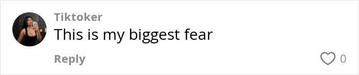 Screenshot of a TikToker commenting on her biggest fear related to accidentally leaving a tampon inside for a month.