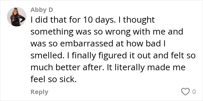 Comment from woman sharing her traumatizing story about accidentally leaving a tampon inside for a month.