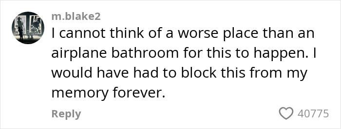 Social media comment about the worst nightmare of extreme diarrhea on a plane causing emergency landing and flight cancellation.