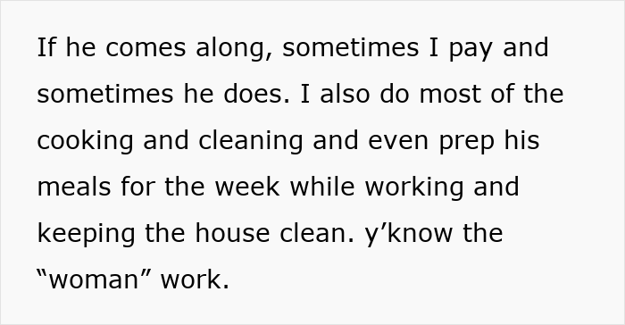 Text passage about woman checking boyfriend&rsquo;s phone after jealous freak-out, sharing household and relationship efforts.
