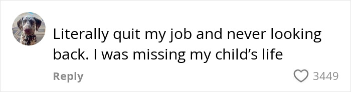 Social media comment from a woman sharing her experience as a working mom missing her child’s life in the U.S. Social media comment from a woman sharing her experience as a working mom missing her child’s life in the U.S.