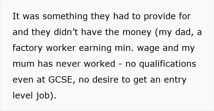 Text excerpt describing financial struggles of parents, highlighting needy behavior and impact on daughter moving out. Text excerpt describing financial struggles of parents, highlighting needy behavior and impact on daughter moving out.