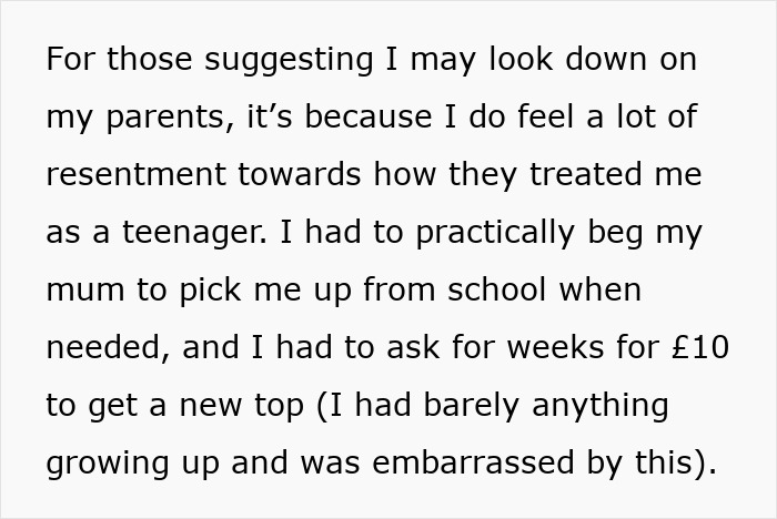 Text excerpt sharing resentment from daughter towards parents for lack of support and neglect during teenage years. Text excerpt sharing resentment from daughter towards parents for lack of support and neglect during teenage years.