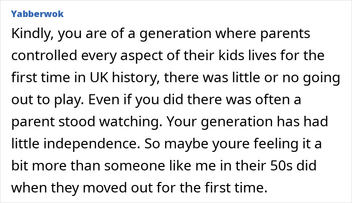 Comment discussing parents breaking daughter's heart by losing interest when she moves out, highlighting generational control. Comment discussing parents breaking daughter's heart by losing interest when she moves out, highlighting generational control.