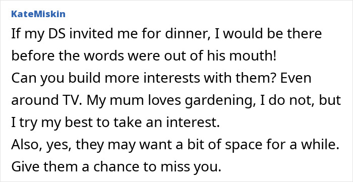 Alt text: Text discussing parents losing interest and needing space after daughter moves out, highlighting emotional impact on family bonds. Alt text: Text discussing parents losing interest and needing space after daughter moves out, highlighting emotional impact on family bonds.