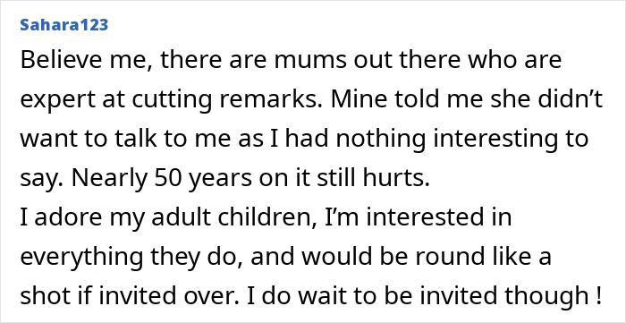 Alt text: User comment on parents being needy and losing interest after daughter moves out, sharing personal experience and feelings. Alt text: User comment on parents being needy and losing interest after daughter moves out, sharing personal experience and feelings.