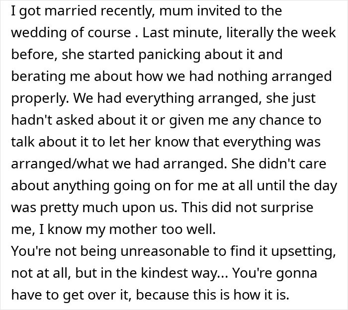 Text excerpt describing a daughter’s experience of parents losing interest after she moves out, highlighting needy parental behavior. Text excerpt describing a daughter’s experience of parents losing interest after she moves out, highlighting needy parental behavior.
