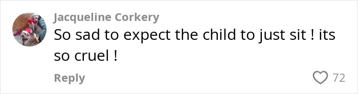 Comment expressing sadness about expecting a child to sit quietly, related to passenger experience with bored child on flight debate.
