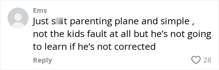 Comment from a passenger sharing her worst experience with a bored child on a flight, sparking debate.