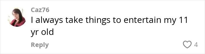 Comment from passenger sharing how she entertains her bored child during a flight sparking debate among travelers
