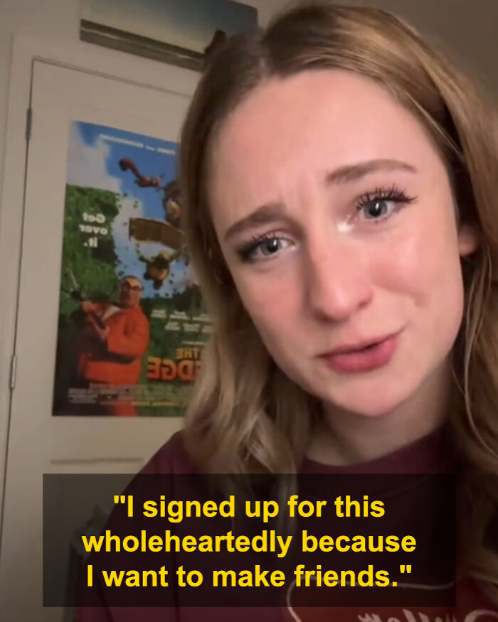 Young woman with long hair sharing her experience after joining an anti-loneliness club to make new friends.
