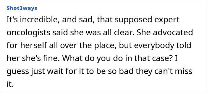 User comment about a woman&rsquo;s smart ring detecting major illness before doctor&rsquo;s diagnosis in a forum post.