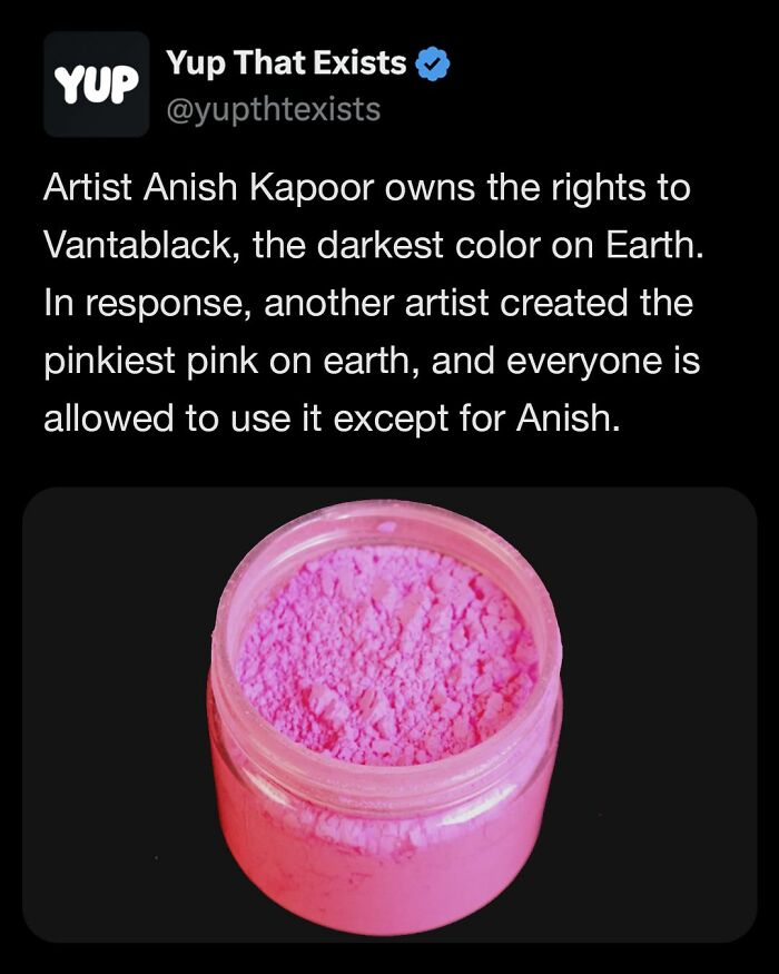 Bright pink pigment in a jar representing the pinkest pink pigment from weird things that sound made up but are very real.