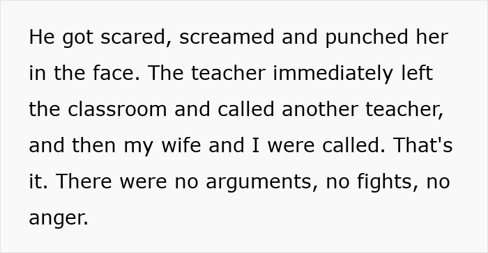 Student shocked after teacher scares him in class, hitting her, with dad surprised by suspension news.
