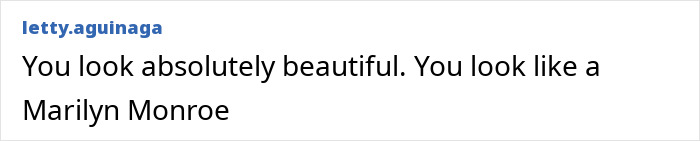 Fan comment praising a woman&rsquo;s beauty and comparing her look to Marilyn Monroe in a social media post.