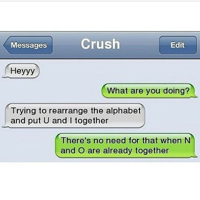 Text message exchange with a crush featuring a funny pun, illustrating a humorous moment from texts that might make you laugh.