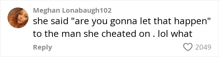 Comment about new bride's side piece exposing cheating during their wedding week, with over 2000 likes. Comment about new bride's side piece exposing cheating during their wedding week, with over 2000 likes.