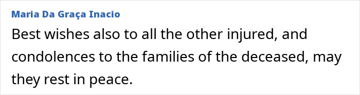 Comment expressing condolences to injured and deceased families after a Lisbon crash involving a dad and toddler.