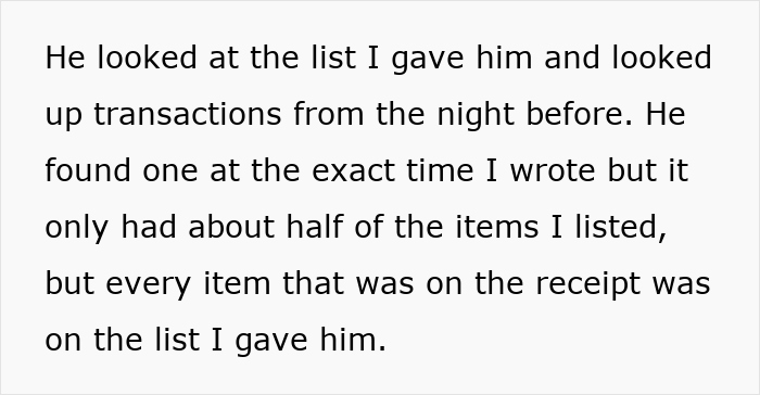 Text excerpt showing observations and a paper trail revealing a pet store manager's fraudulent transactions of $3500.