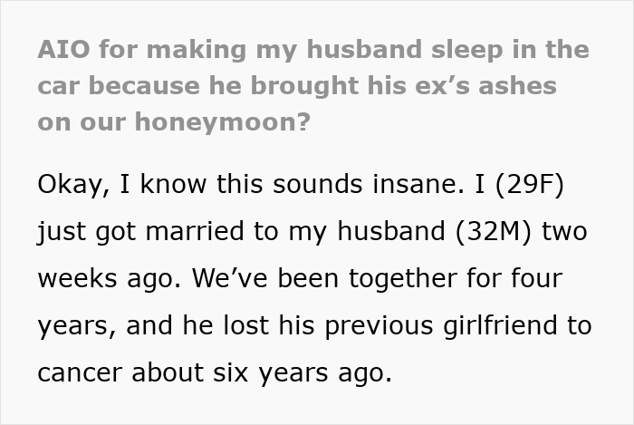 Alt text: Woman upset with angry husband after he brings ex ashes on honeymoon, causing tension and emotional conflict. Alt text: Woman upset with angry husband after he brings ex ashes on honeymoon, causing tension and emotional conflict.