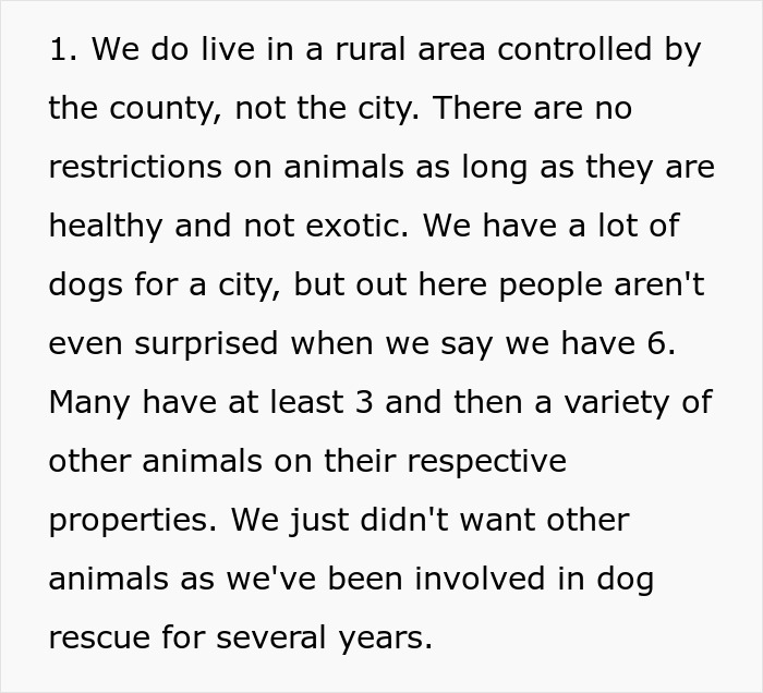Text discussing living in a rural area with multiple dogs and concerns over potential CPS call due to spouse&rsquo;s parents disapproval.