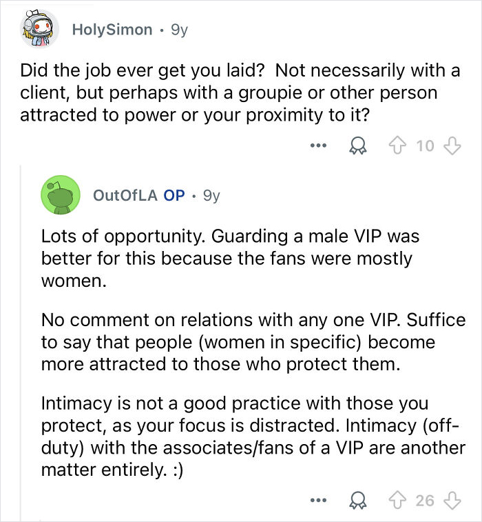 Reddit Q&A excerpt where celebrity bodyguards discuss challenges and realities of their thankless job in protecting VIPs.