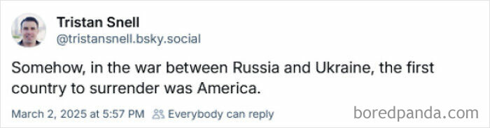 Tweet showing courage to share bold opinions about global conflicts in a public social media post.