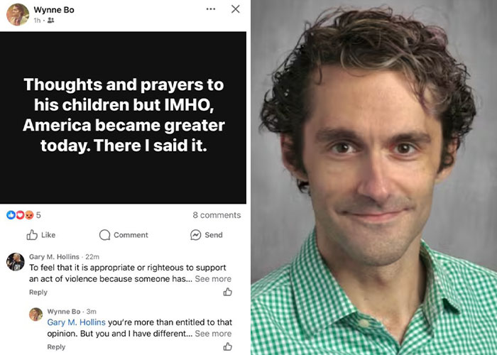 Screenshot of social media post with comments and a man in a green checkered shirt, related to NBC analyst fired for horrendous remarks about Charlie Kirk. Screenshot of social media post with comments and a man in a green checkered shirt, related to NBC analyst fired for horrendous remarks about Charlie Kirk.