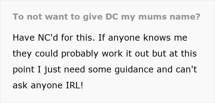 Text on screen showing a question about a child pregnant mother name and seeking guidance without giving mother’s name. Text on screen showing a question about a child pregnant mother name and seeking guidance without giving mother’s name.