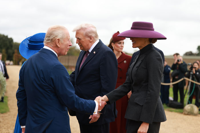 Melania Trump shaking hands with British Royals during state visit with Donald Trump without curtsying. Melania Trump shaking hands with British Royals during state visit with Donald Trump without curtsying.