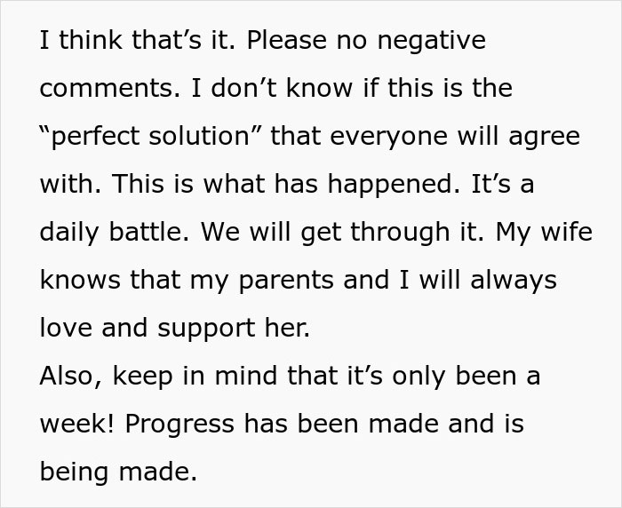 Text excerpt showing a husband&rsquo;s message about daily battles and support after wife leaves toddlers behind to party with new man.