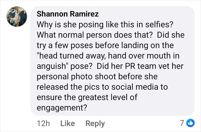 Comment questioning Bella Hadid&rsquo;s posing in selfies amid years of invisible suffering and hospital photo posts.
