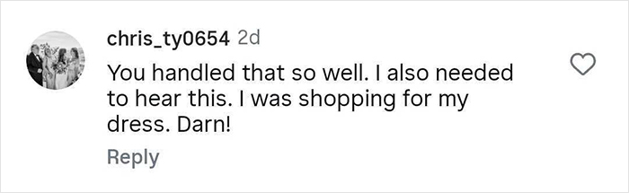 Comment on social media thread reacting to a mom telling her 6-year-old daughter why she won't attend Taylor Swift's wedding.