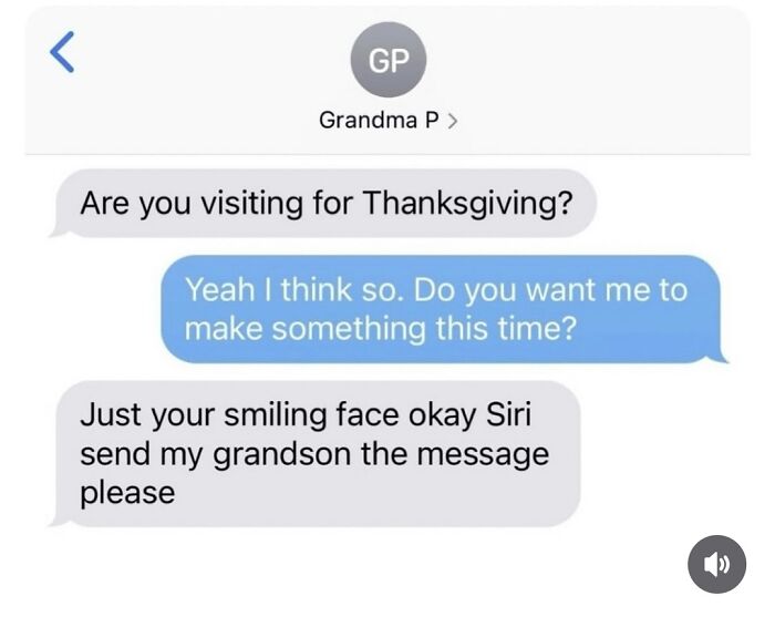 Text message exchange between Grandma and grandchild, a wholesome post to distract from the current horrors of the world.