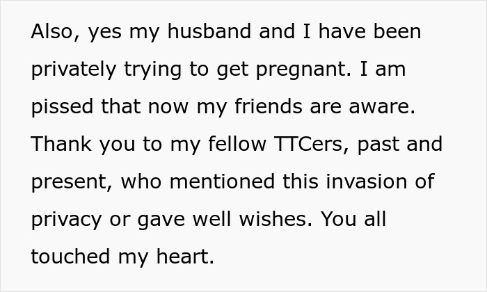 Woman shares emotional message about privacy invasion and struggles with trying to get pregnant after pregnancy test confusion. Woman shares emotional message about privacy invasion and struggles with trying to get pregnant after pregnancy test confusion.