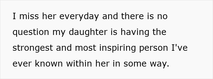 Text on a white background expressing a mother missing her daughter and describing her as inspiring and strong. Text on a white background expressing a mother missing her daughter and describing her as inspiring and strong.