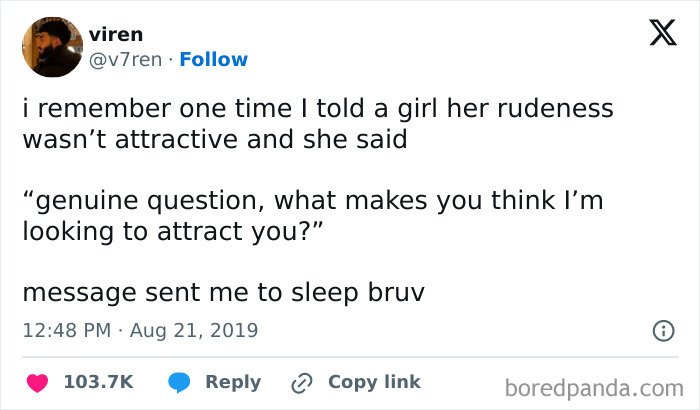 Tweet about a funny and relatable interaction illustrating navigating the world as just a girl with humor and attitude.