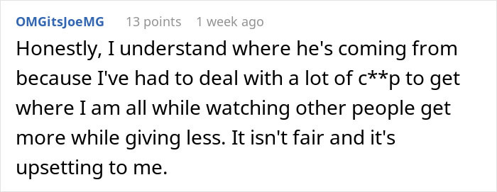 Comment expressing frustration about how easy everything comes to wife while others struggle, reflecting man hates her success. Comment expressing frustration about how easy everything comes to wife while others struggle, reflecting man hates her success.