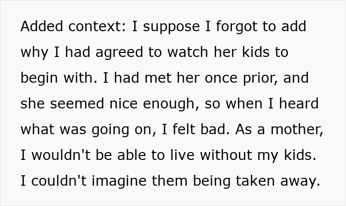 Woman suspicious of husband&rsquo;s coworker while nannying his girlfriend&rsquo;s children for free, reflecting on her feelings as a mother.