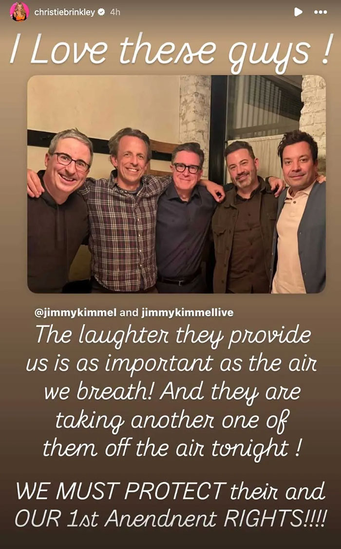 Jimmy Kimmel with other celebrities in a group photo, highlighting reactions to his show suspension and comments. Jimmy Kimmel with other celebrities in a group photo, highlighting reactions to his show suspension and comments.