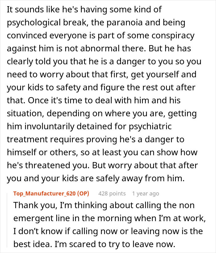 Woman gives husband another chance, learns lesson the hard way, facing psychological break and safety concerns for family.
