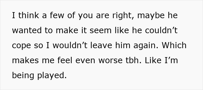 Text post discussing dad taking care of son for the first time but forgetting diaper change and feeding, mom upset.