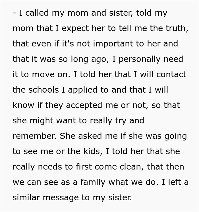 Alt text: Woman learns the truth about why she never got to study abroad while seeking answers from her family. Alt text: Woman learns the truth about why she never got to study abroad while seeking answers from her family.
