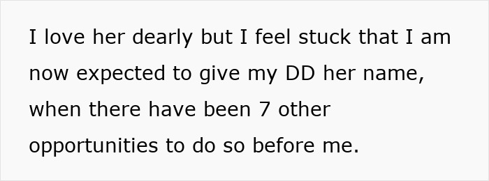 Text on a white background stating a feeling of being stuck about giving a child-pregnant mother name after seven prior opportunities. Text on a white background stating a feeling of being stuck about giving a child-pregnant mother name after seven prior opportunities.