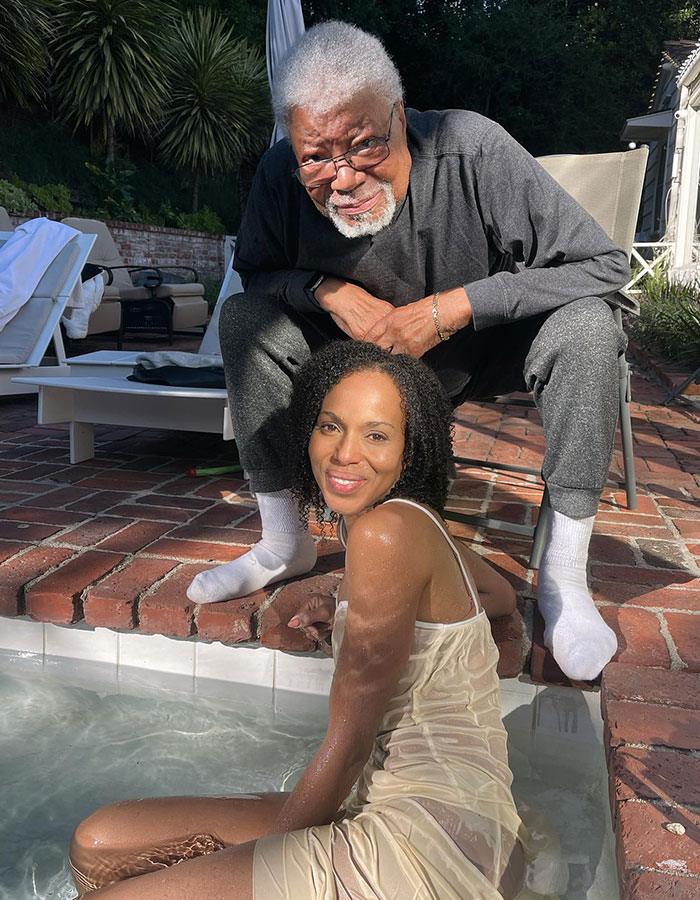 Two celebs posing outdoors by a pool, sharing raw and unfiltered confessions in their memoirs.