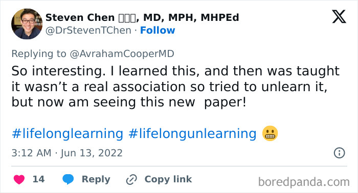 Tweet by Dr. Steven Chen discussing new medical insights related to a dangerous sign on Beckham's body and lifespan concerns.
