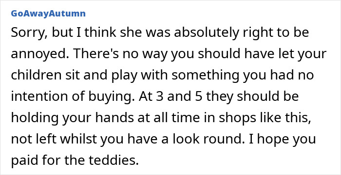 Comment from GoAwayAutumn explaining why the British woman lost patience while being lectured on parenting by a French shop owner. Comment from GoAwayAutumn explaining why the British woman lost patience while being lectured on parenting by a French shop owner.