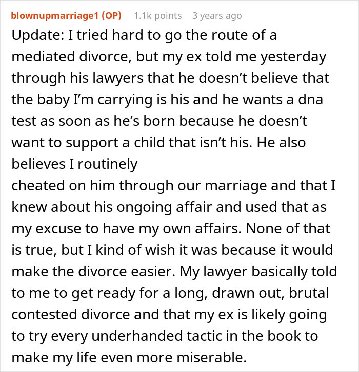 Text post describing a woman&rsquo;s struggle with divorce after catching her mom sleeping with her husband in a 22-year affair.