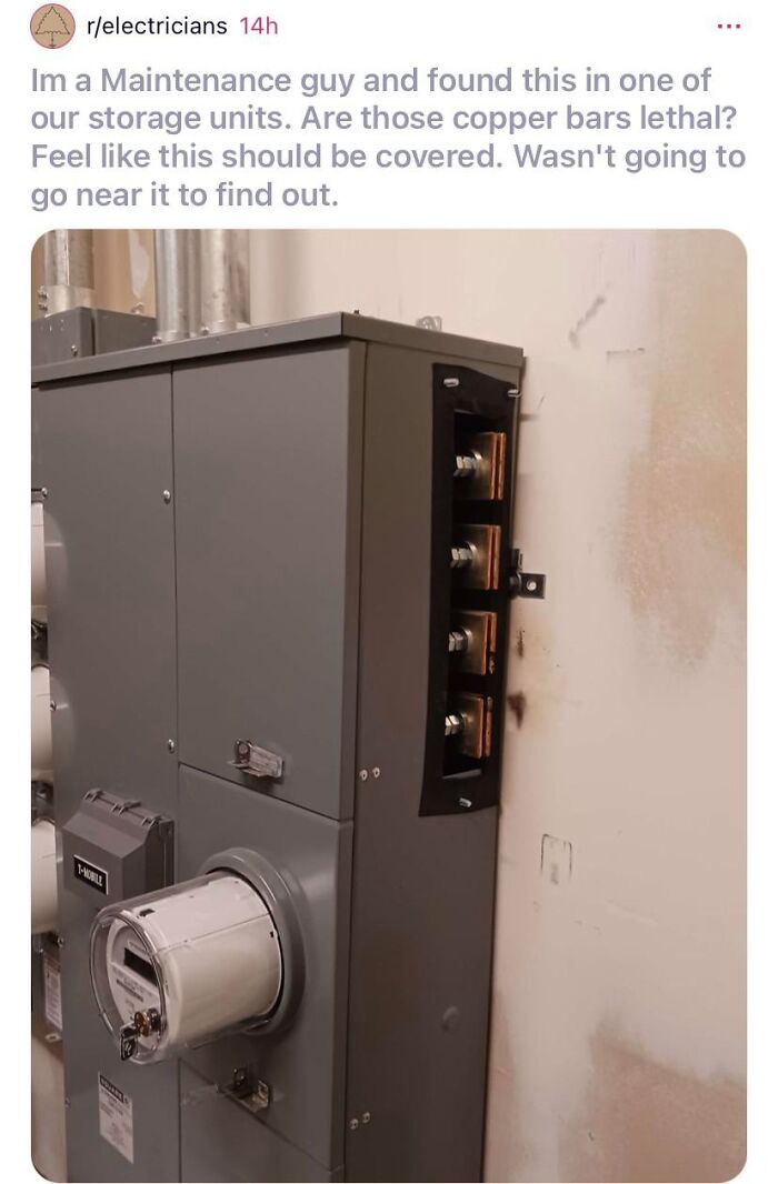 Industrial electrical panel with exposed copper bars, highlighting potential lethal hazards people came close to without realizing it.