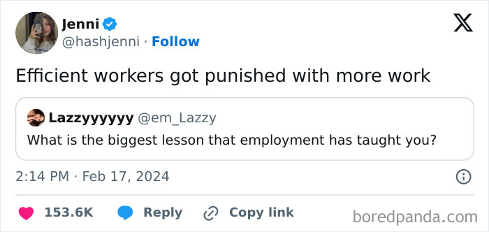 Tweet showing a conversation about work challenges, highlighting inefficient work culture as a nightmare of working in 2025.